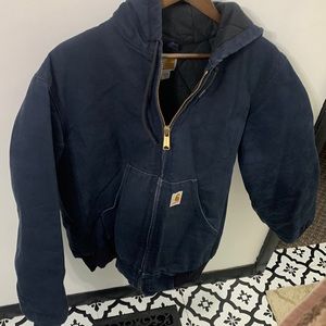 Carhartt Quilt-Flannel Lined Men’s Small Hooded Ribbed Waist Coat Dark Navy